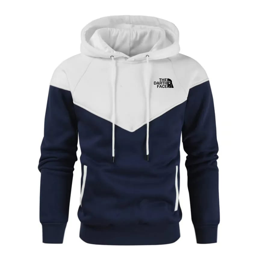 Soft Cotton Hoodie For Men White and Navy Blue NF24