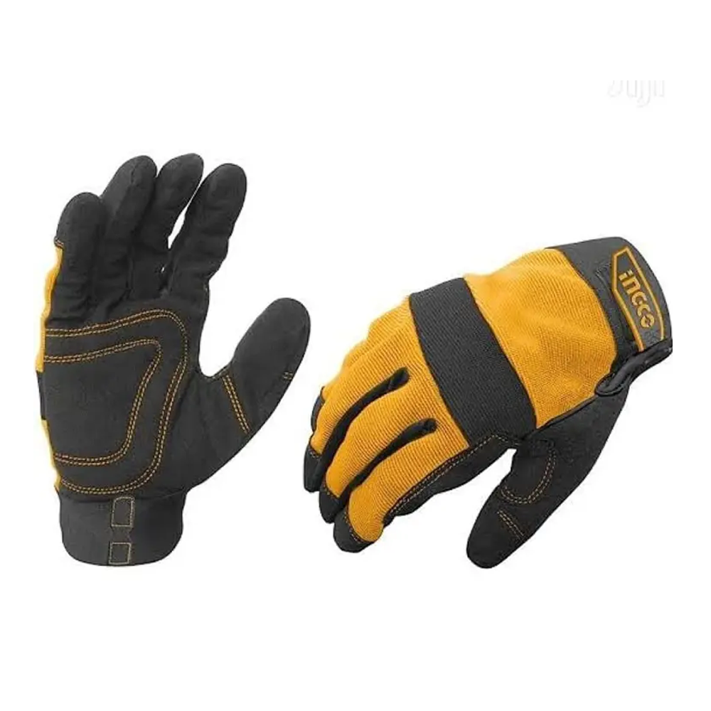 Ingco HGMG01 Mechanic Hand Gloves 1 Pair XL Yellow and Black