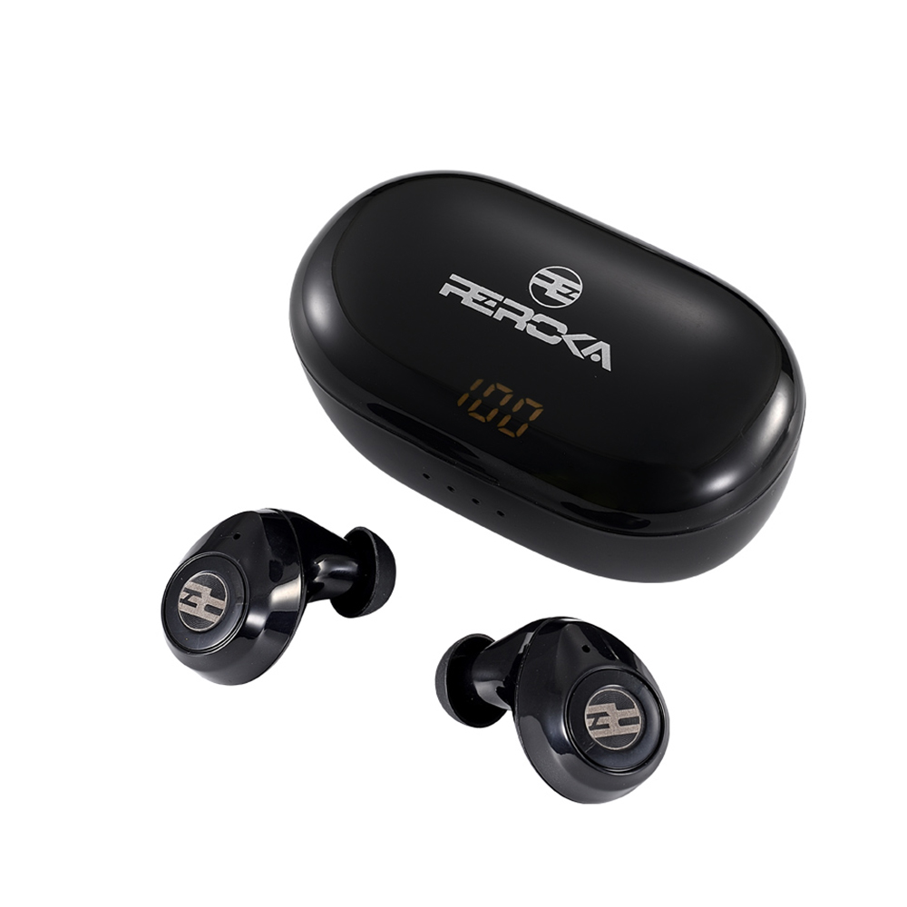 Reroka Revolution Deep Bass Earbuds with Touch Control - Black 