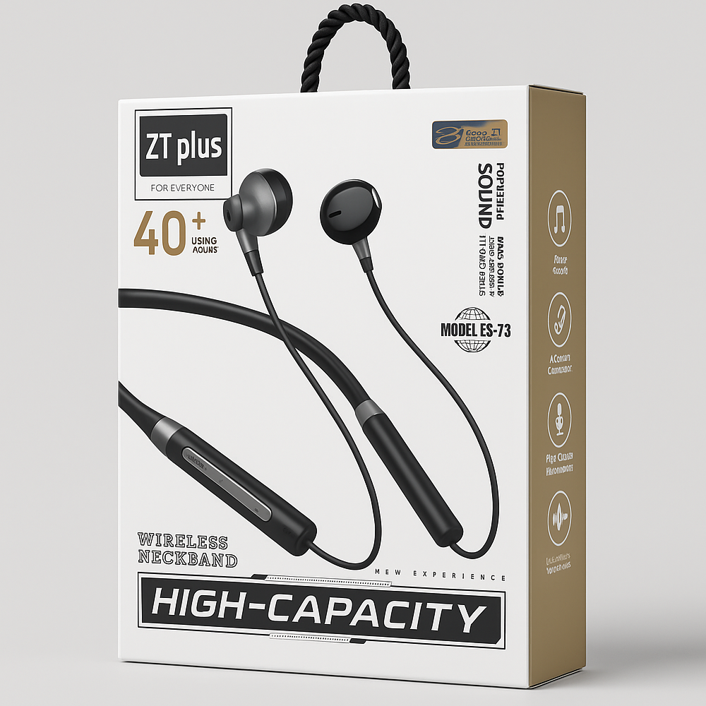 ZT Plus EB-73 Wireless Neckband Earphones - Black