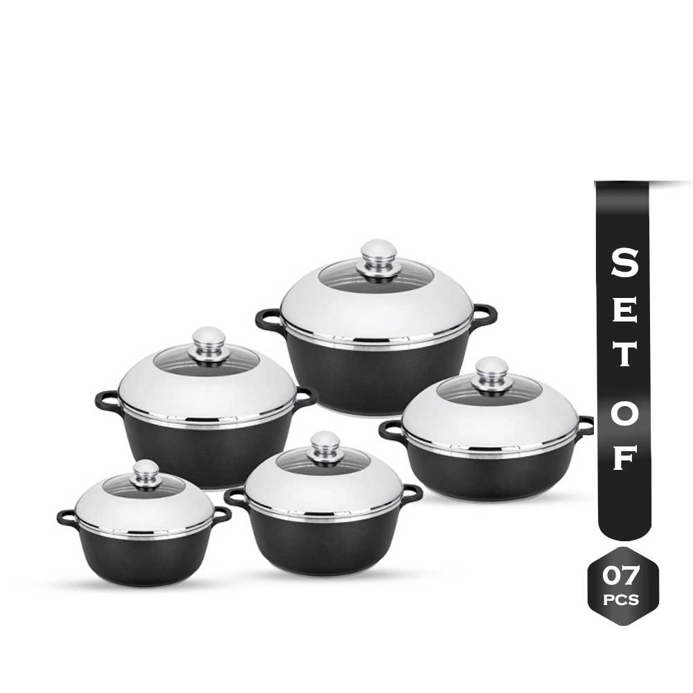 Set of 10 Pcs Disnie Black Marble Coated Granite Cookware