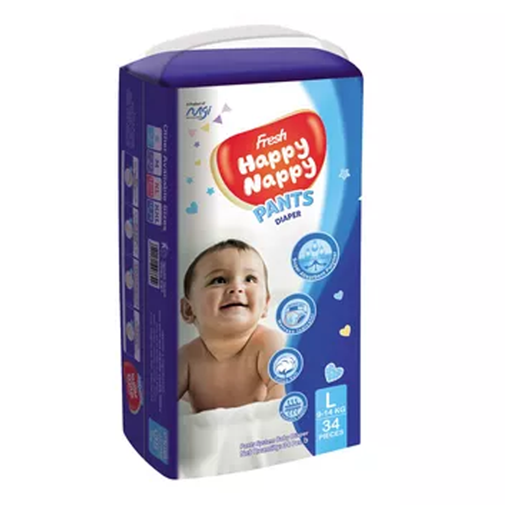 Fresh Happy Nappy Pant Diaper - Large - 9 - 14 kg - 34Pcs  