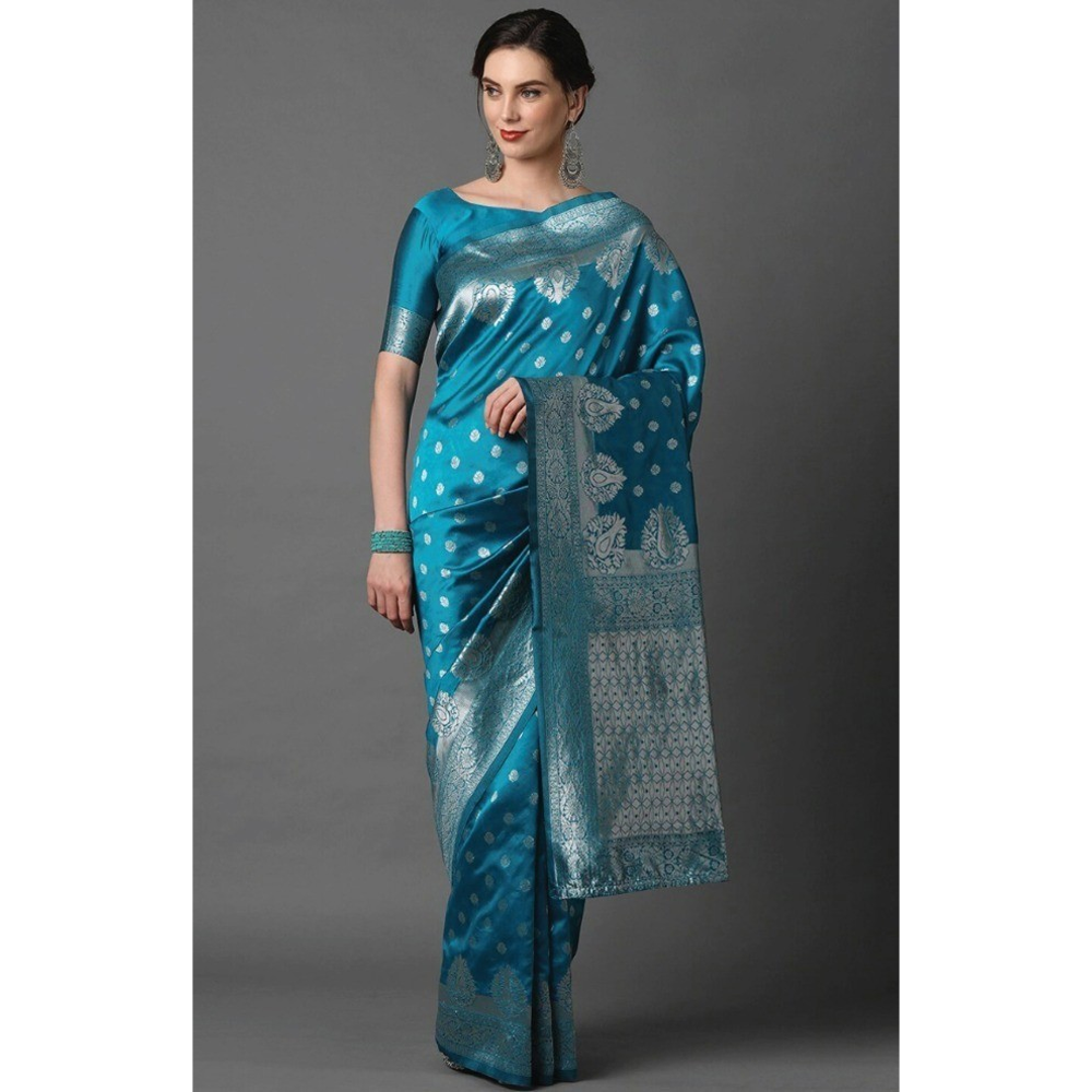 Silk Printed Gorgeous Saree With Blouse Piece For Women - Paste - MN-732