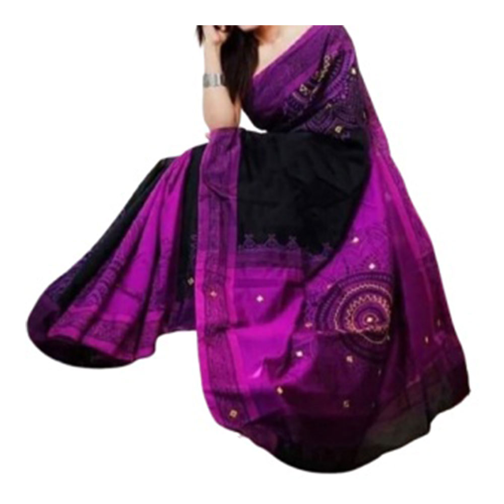 Dupion Silk Saree For Women - Purple - SP-H39