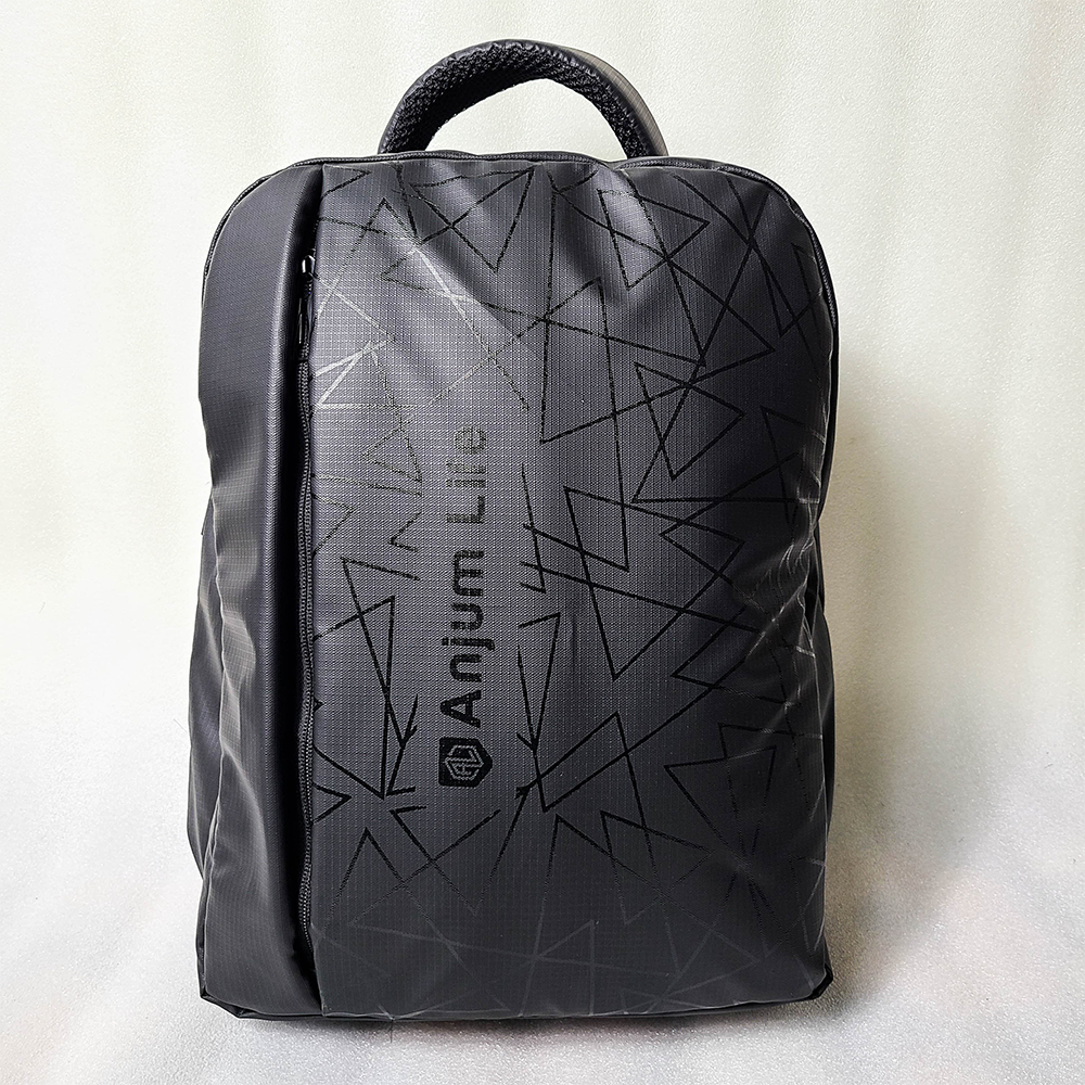 Polyester Waterproof Travel Backpack with Laptop Bag - Black - AL1011