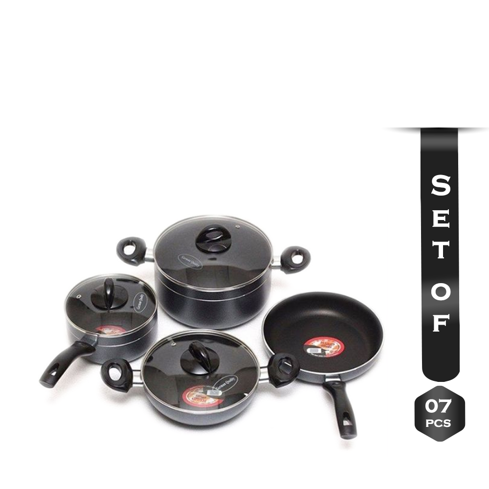 Set of 7 Pcs KIAM Non Stick Cookware - Black 