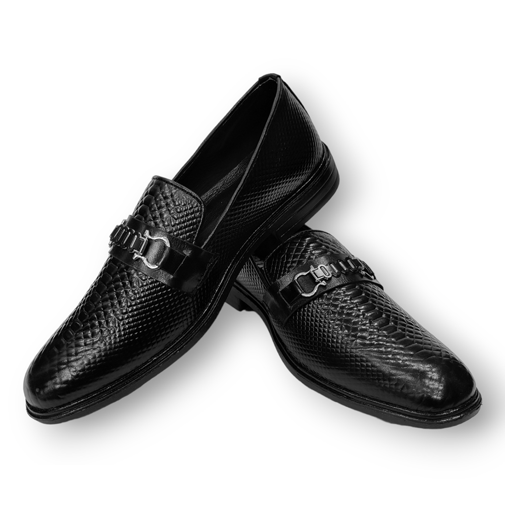 Reno Leather Tassel Shoes For Men - RT1034 - Black