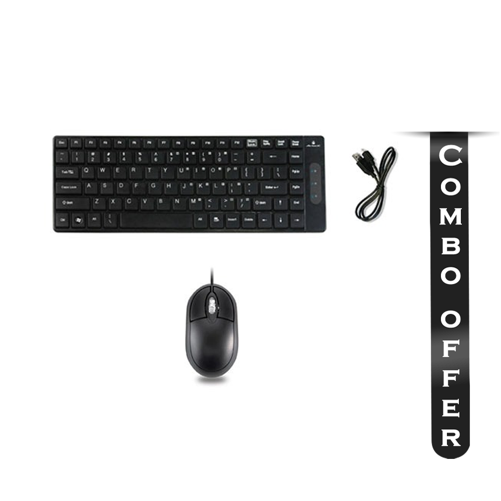 Combo of Acteck Six-350 Wired USB Portable Keyboard with Mouse - Black