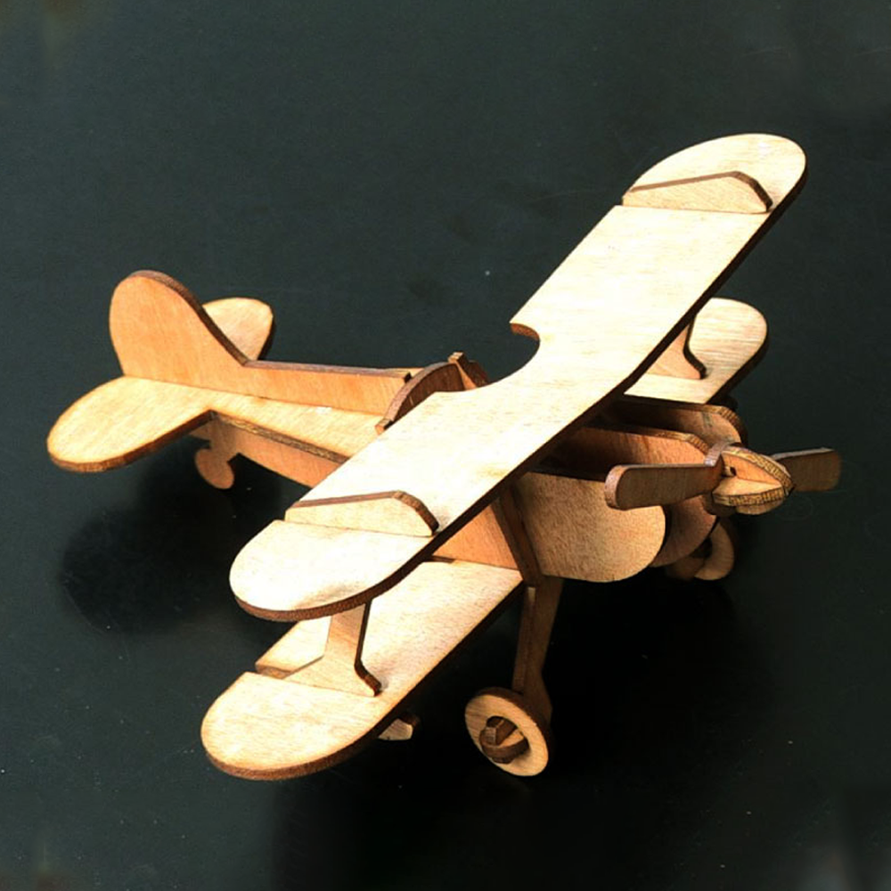 Wooden Vintage Biplane 3D Puzzle - Wood