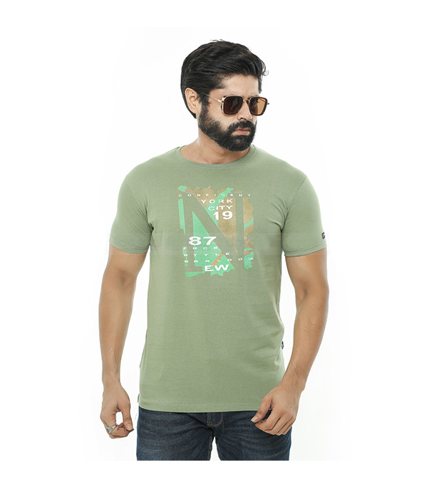 Cotton Short Sleeve T-Shirt for Men - Olive