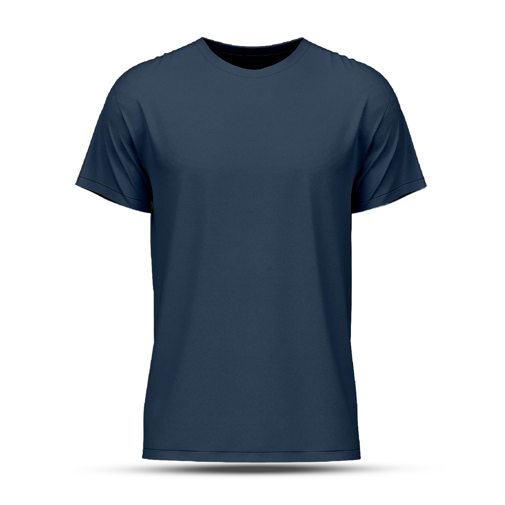 Cotton Round Blue-T Shirts, Half Sleeves, Plain