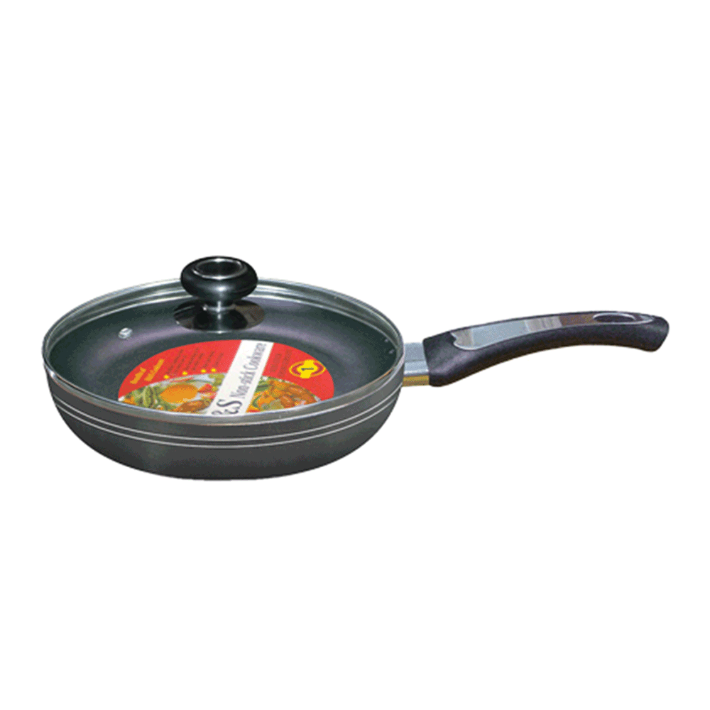 HandS 26 Cm Nonstick Aluminium Frypan With Glass Lid - Black