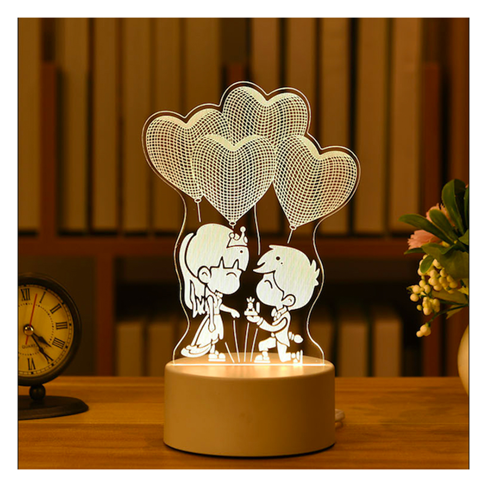 Acrylic Material 3D Creative Visualization Led Desk Lamp - CDL02 - 17X11Cm - Transparent