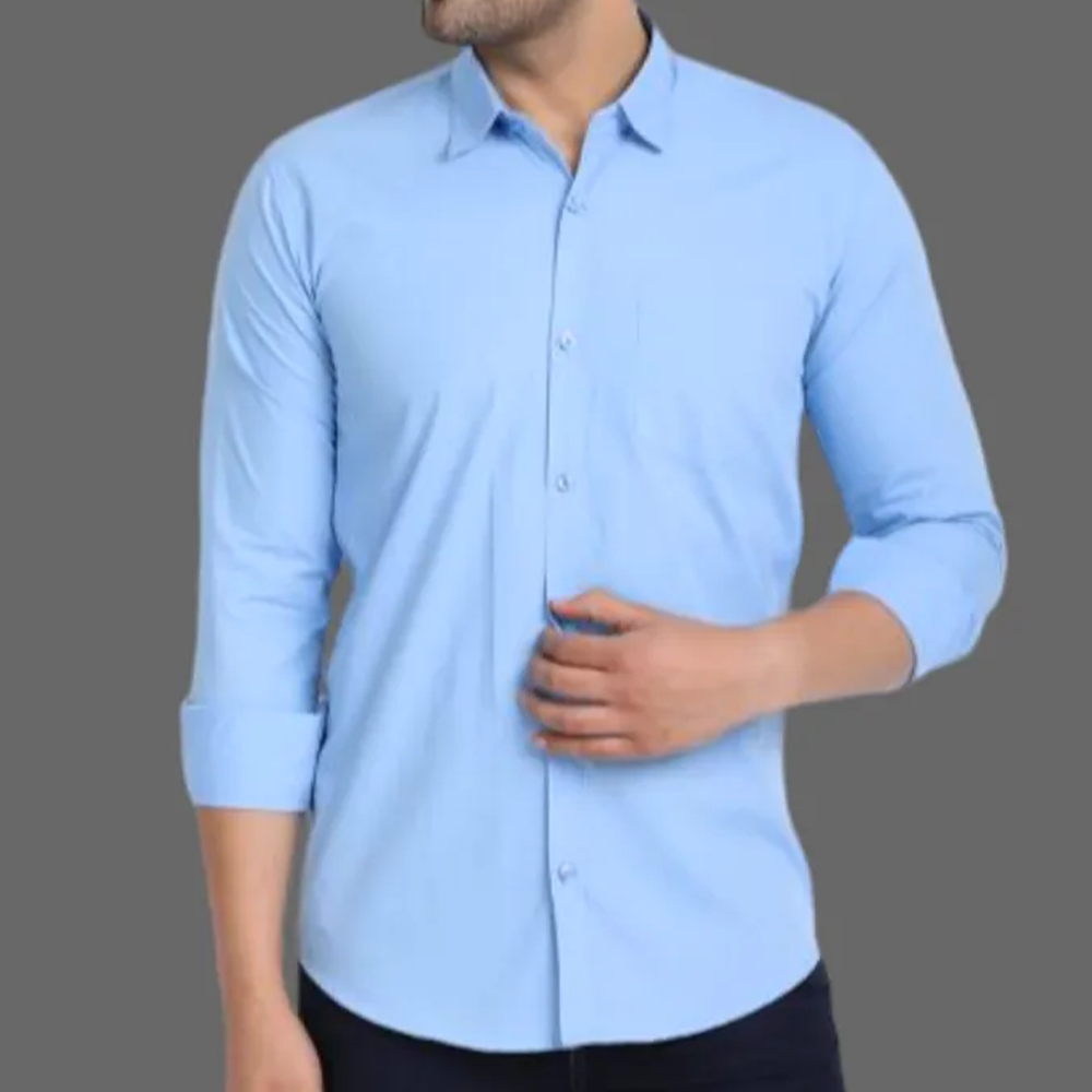 Cotton Full Sleeve Casual Shirt for Men - Sky Blue 