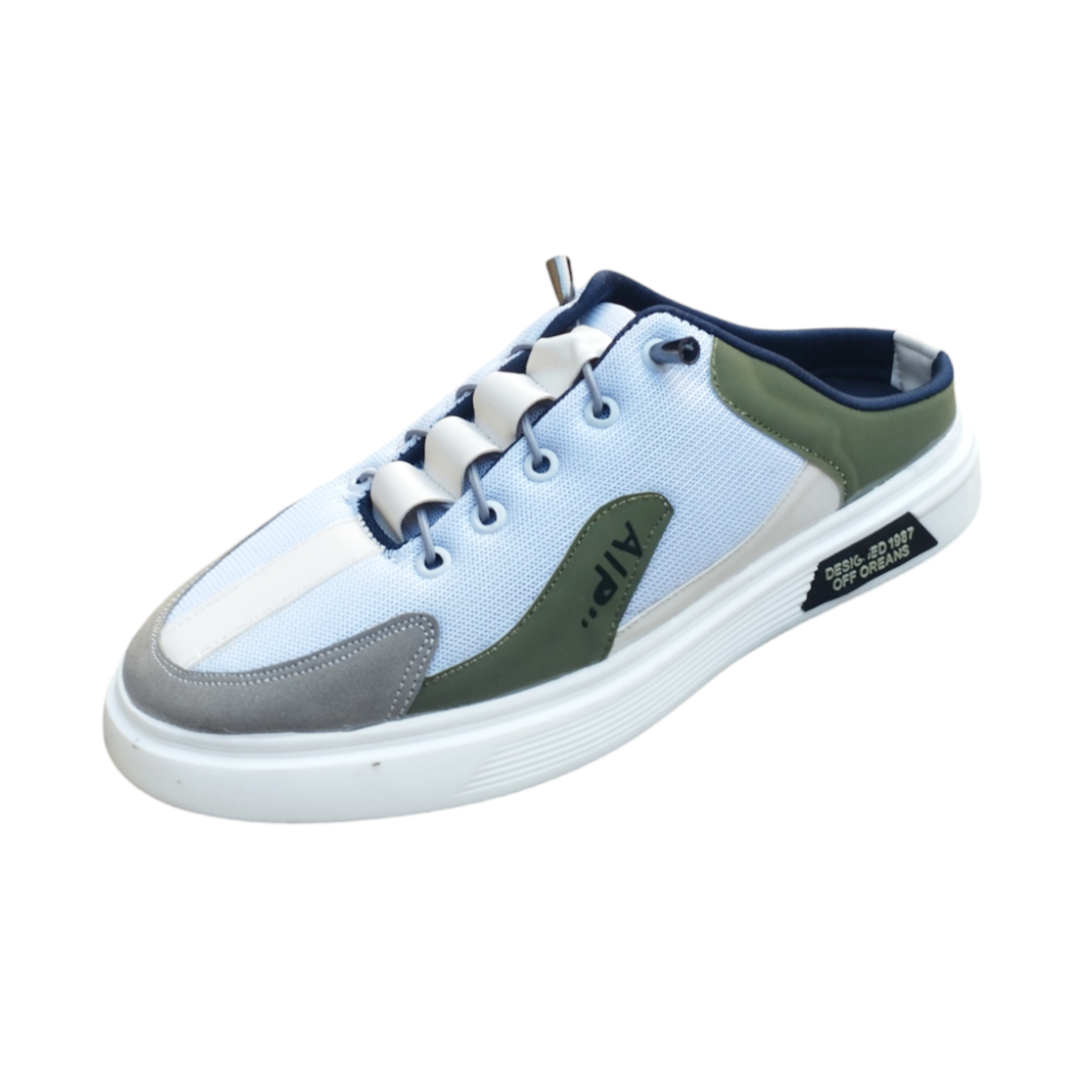 Sport Pu Leather& Net Half Sneakers  For Men - Olive - OH
