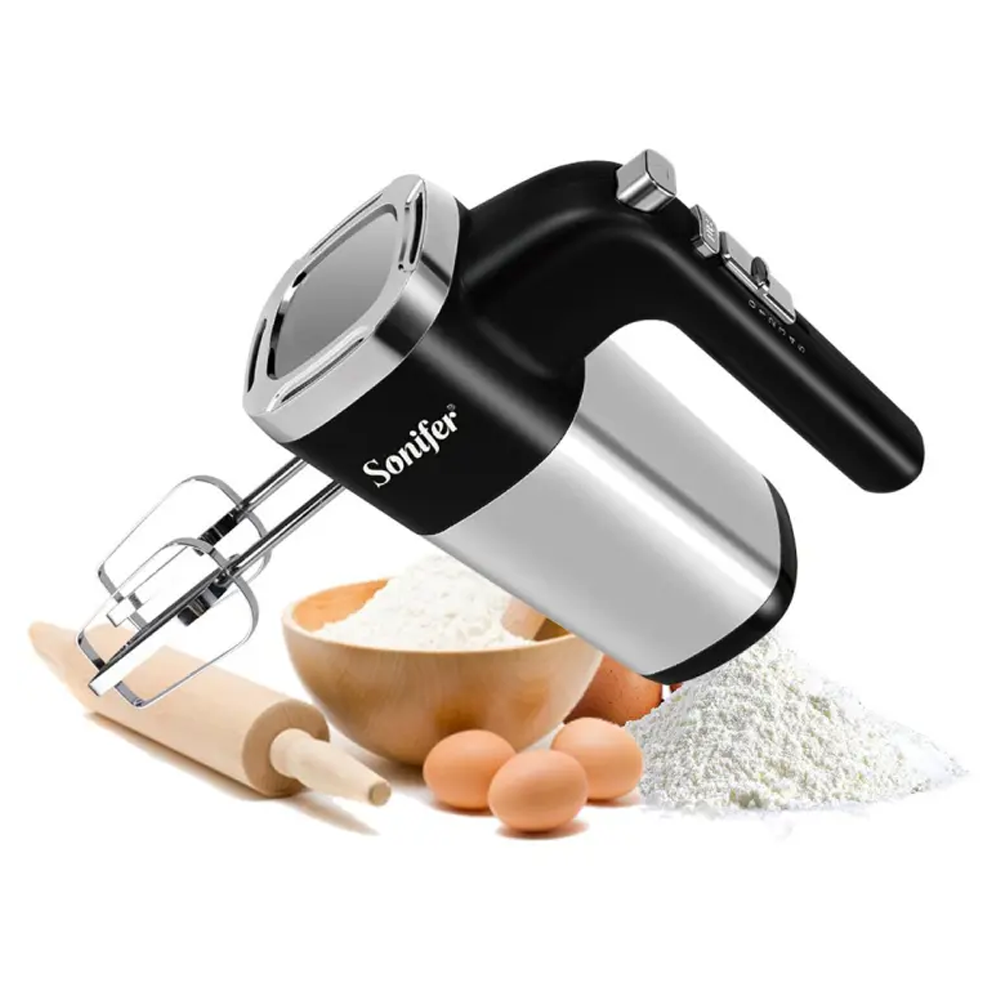 Sonifer SF-7017 Electric Food Hand Mixer Blender - 300 Watts - Black and Silver