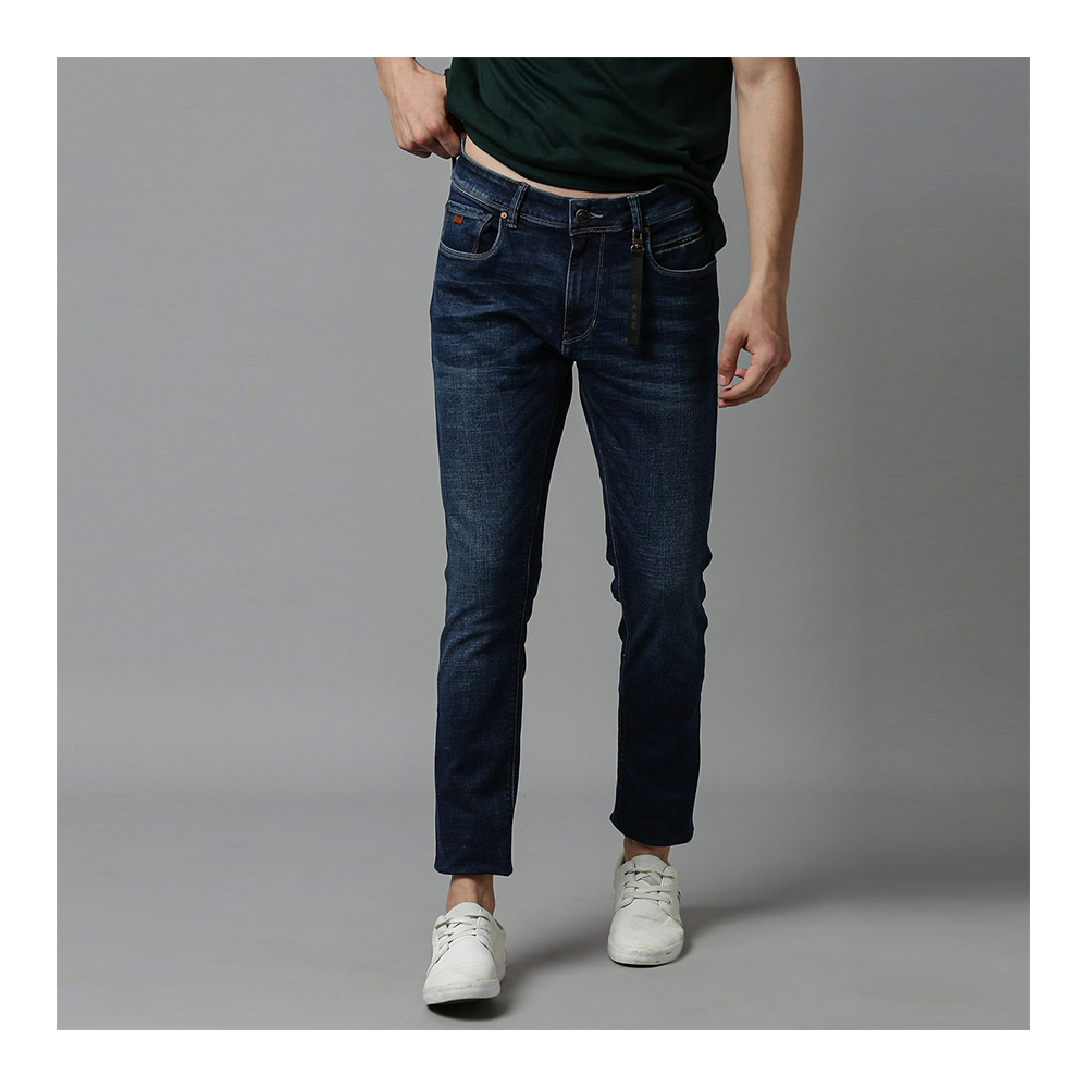 Cotton Semi Stretch Denim Jeans Pant For Men - Dark Blue - NZ-13086