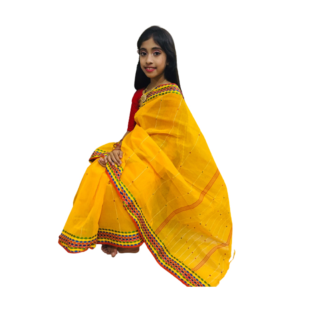 Premium Quality Baby Jamdani  Saree - Yellow - SM-01