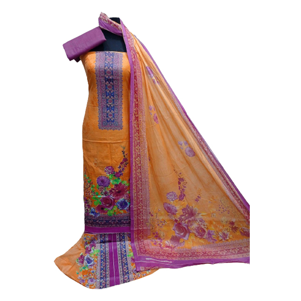 Unstitched Cotton Printed Salwar Kameez For Women - Multicolor - 3R-F57