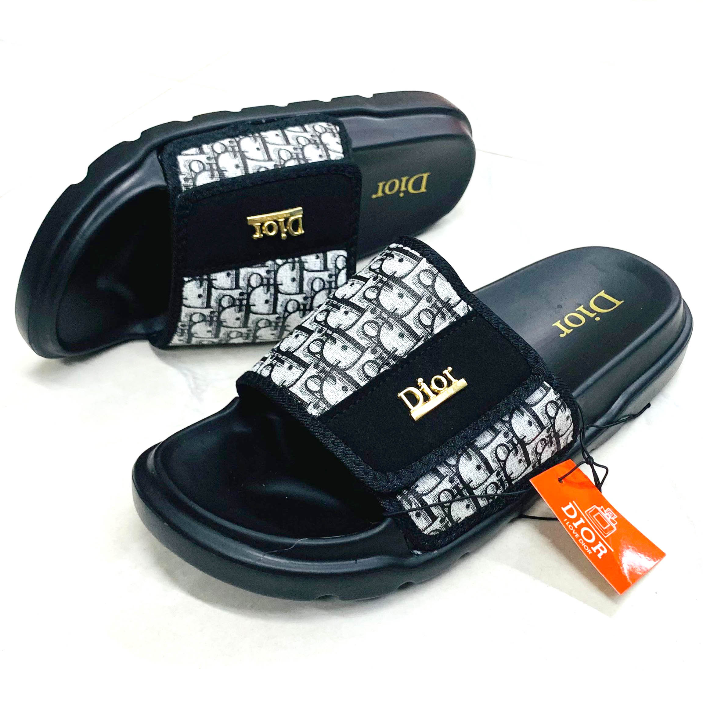 Dior PU Leather Slide Slipper For Men - Black - SL 728