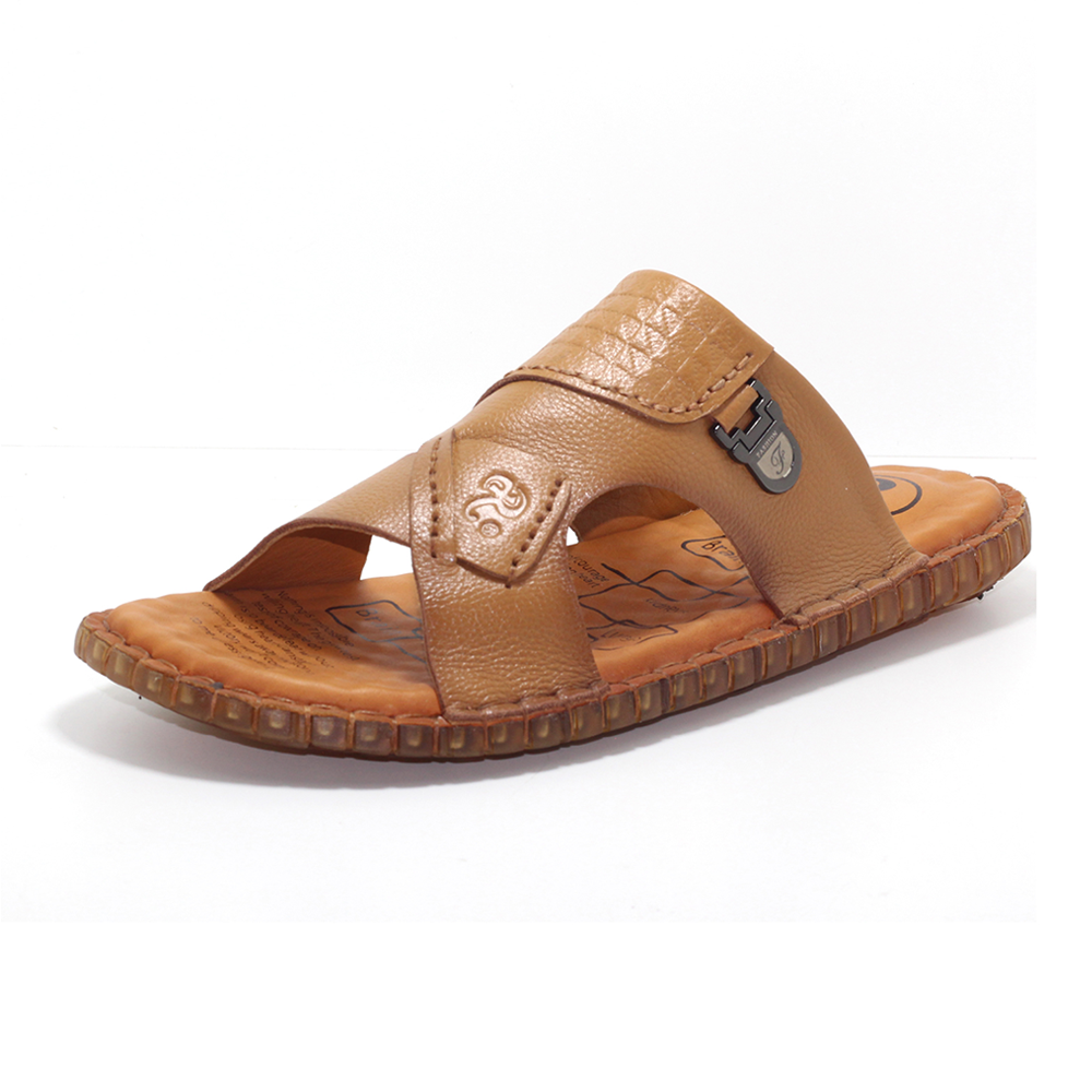 Leather Sandal Shoe For Men - Brown - MS 514