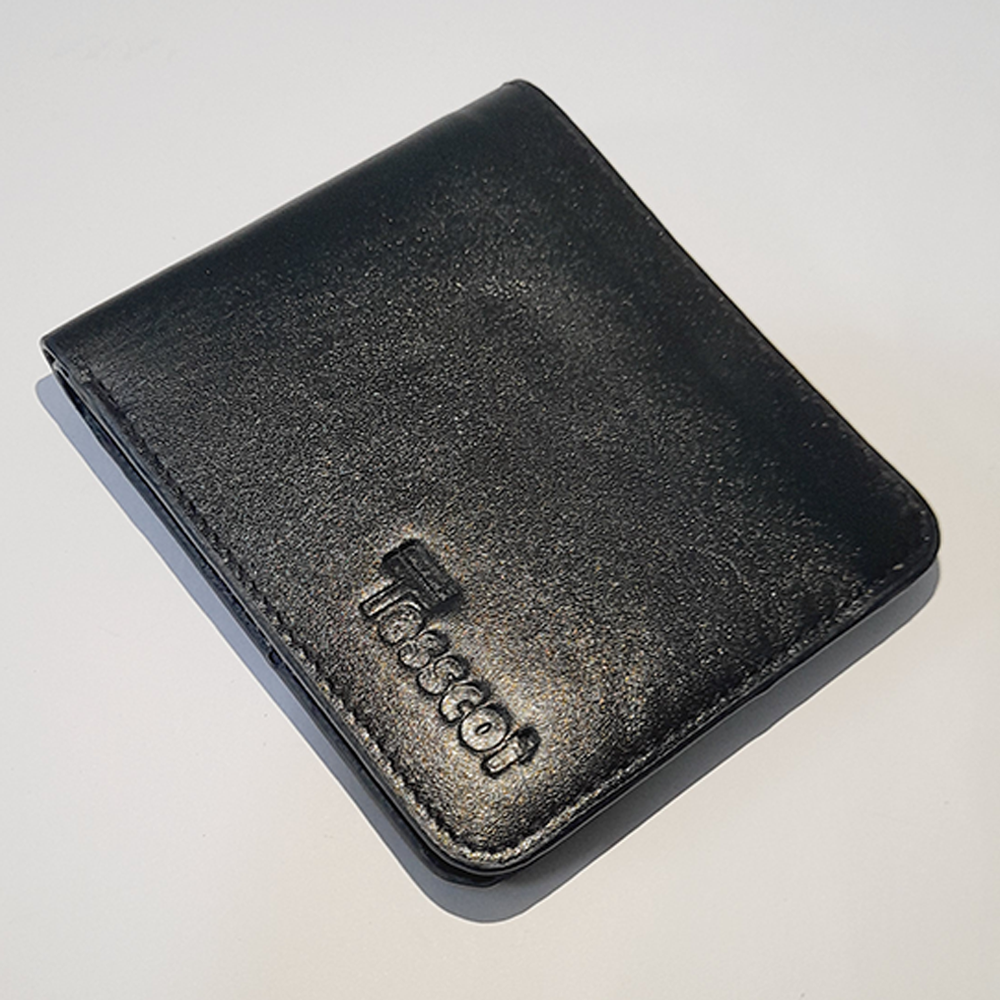 Leather Short Wallet For Men - Black - T-SS0923-WAL-SCHK0304-1