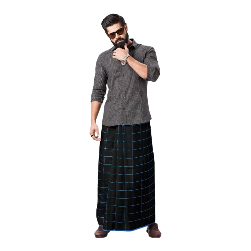 Cotton Checked Lungi for Men - Multicolor - FL125