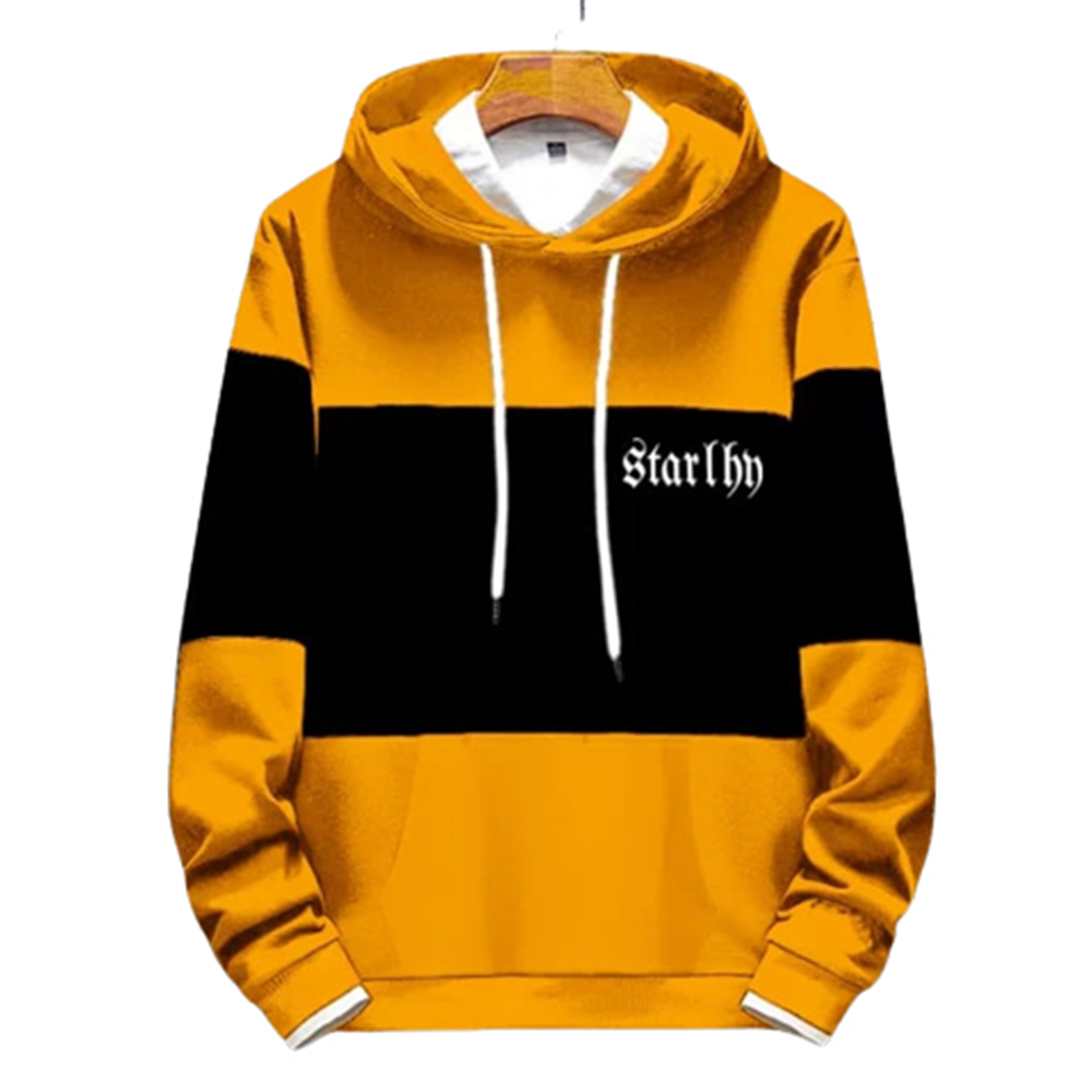 Cotton Hoodie For Men - Black and Orange - H-122