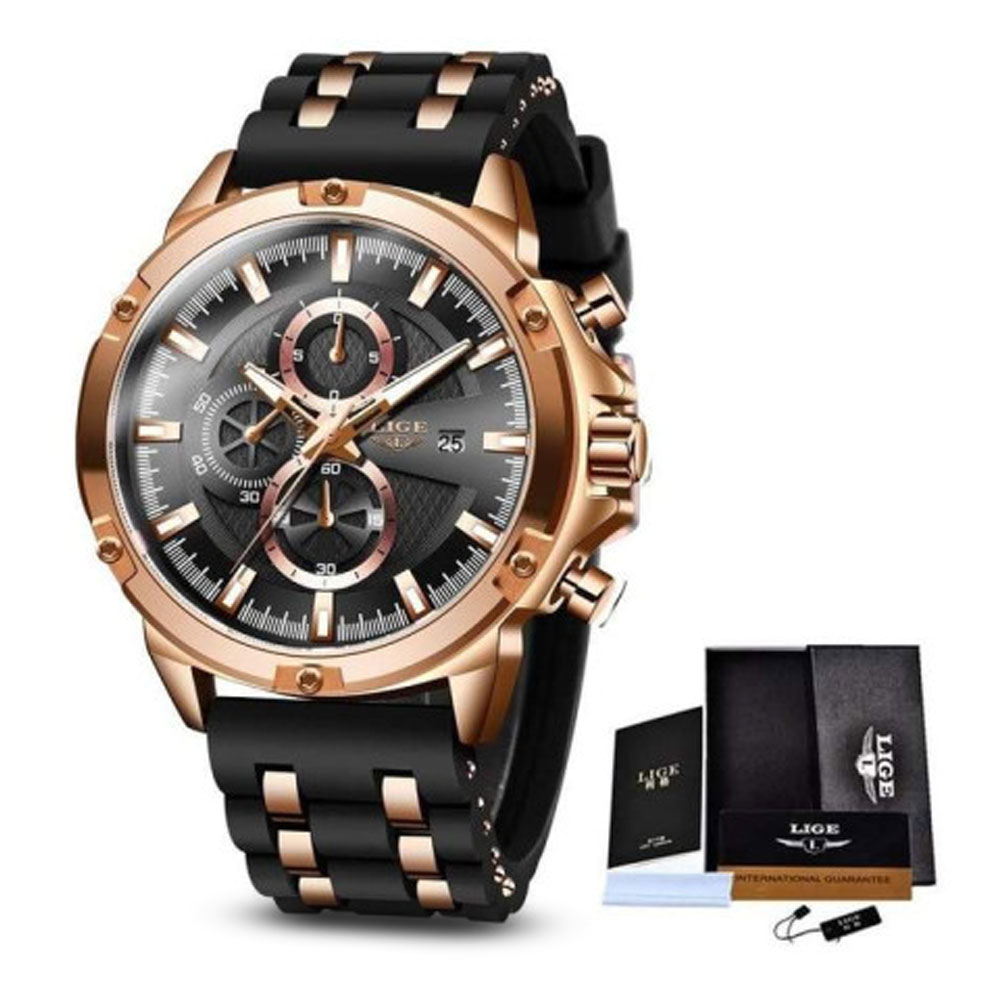 Lige Quartz Chronograph 333 Watch for Men - Black