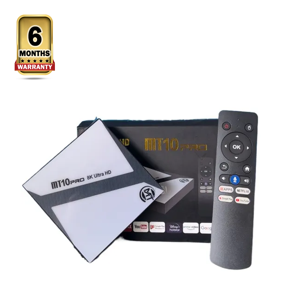 MT 10Pro 8K Ultra HD Voice Remote Android TV Box - Black 