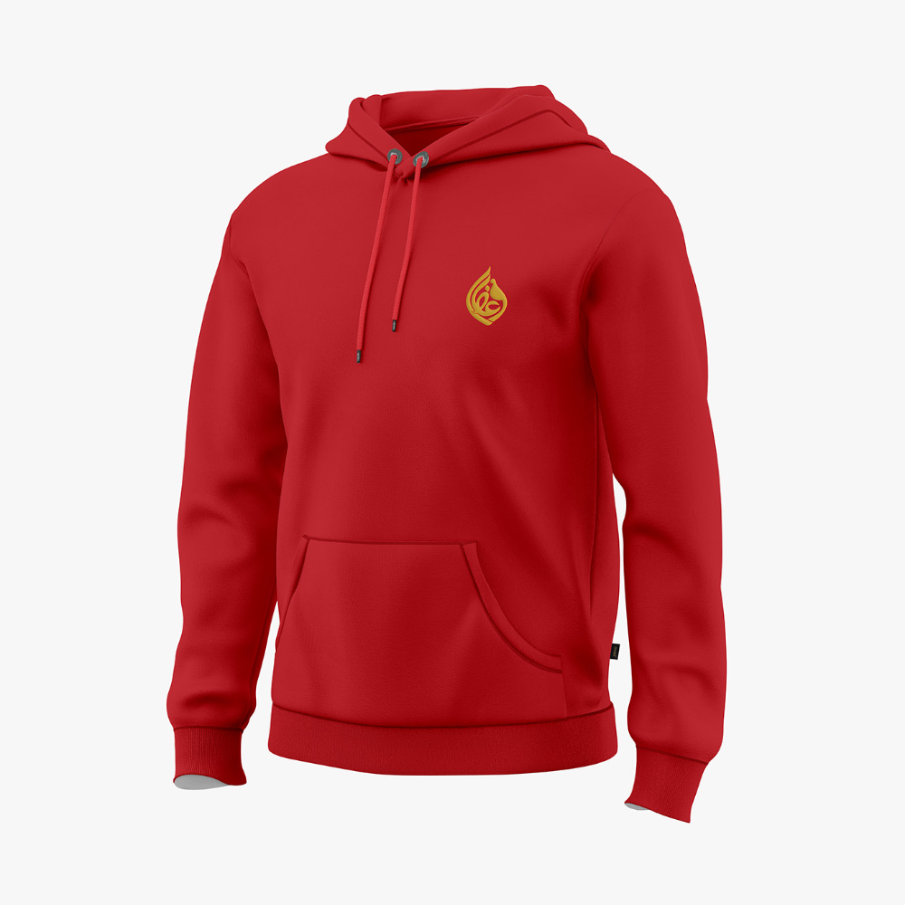 Premium Cotton Hoodie - OM-0122 - Fiery Red