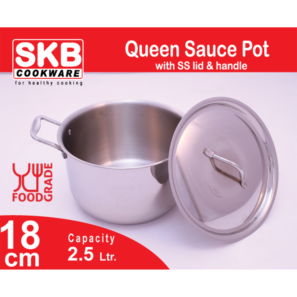 Queen Sauce Pot with SS Lid & Handle - 18 cm - 2.5 Liter - Pot 1027