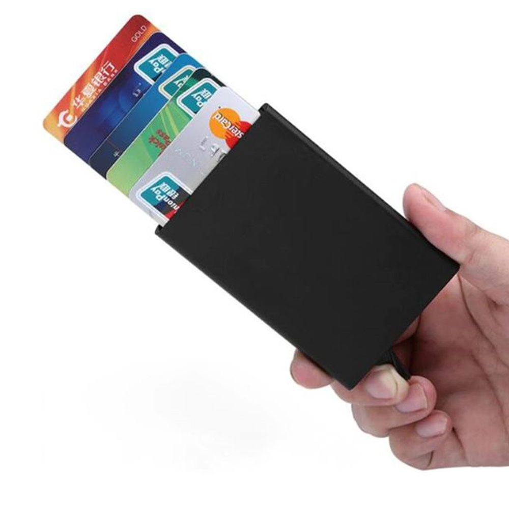 Stainless Steel Automatic Credit Card Holder and ID Holders - Black