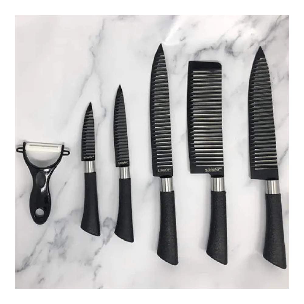 Non-Stick Coating Stainless Steel Kitchen Knifes Set - 6 Pcs