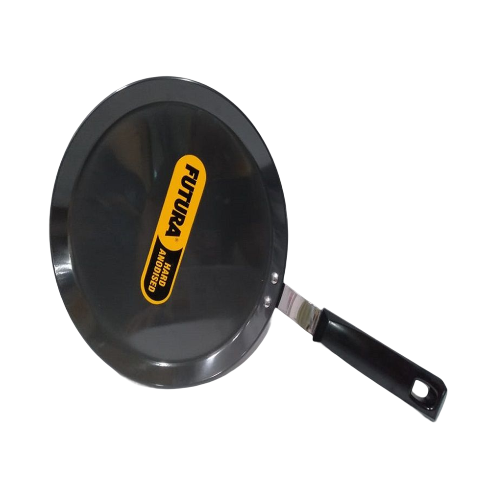 Futura Hard Anodised Flat Tawa With Plastic Handle - 26 Cm - Black