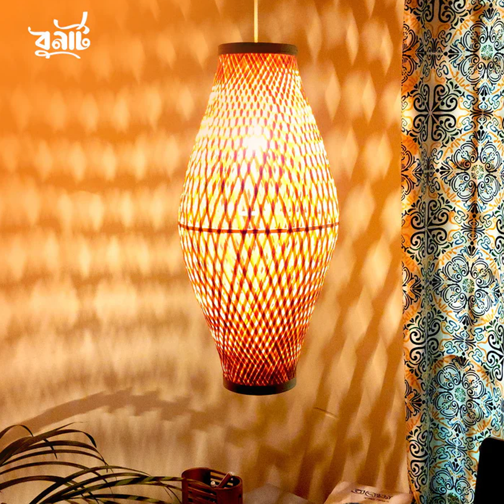 Bamboo Capsule Shape Hanging Lamp Shade - Brown