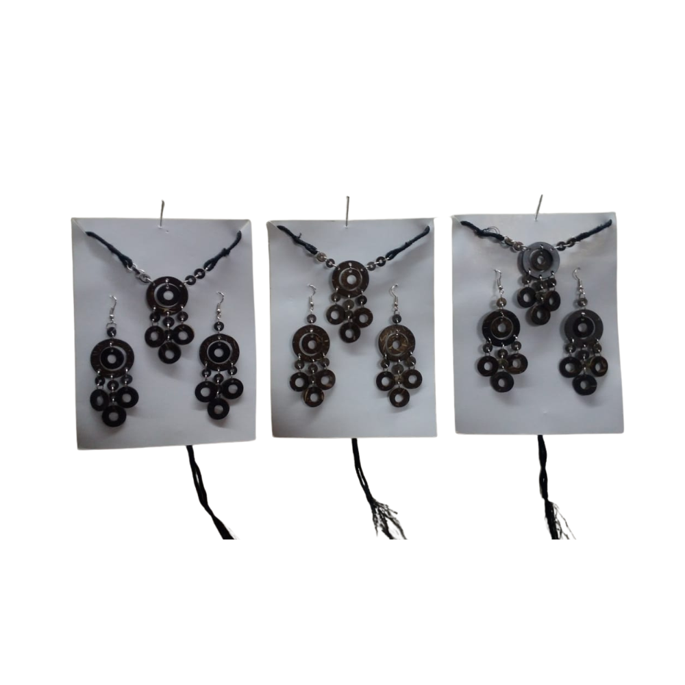 Coconut Shell Earring Set For Women - Brown - OR0011