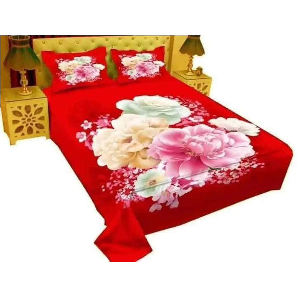 Panel Cotton King Size Bedsheet With Pillow Cover - Multicolor - 192455