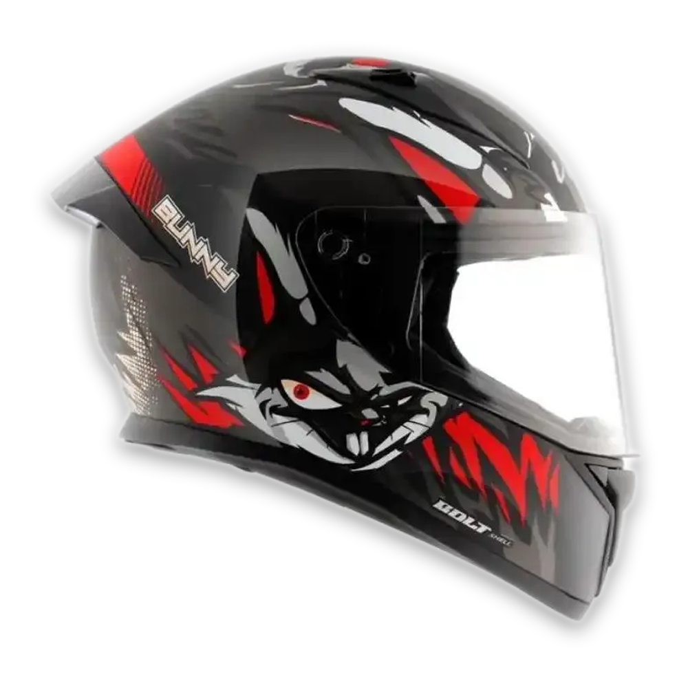 Vega Bolt Bunny Full Face Bick Helmet - L Size - Red and Black