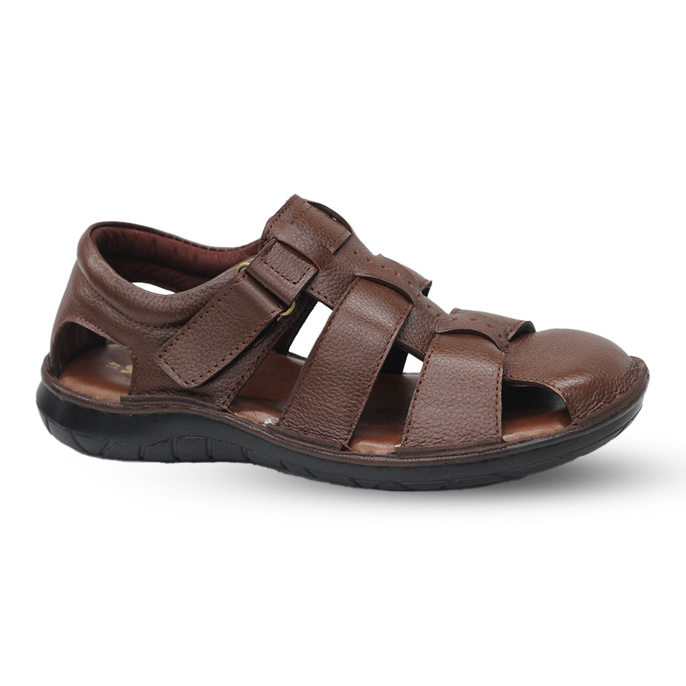 Leather Sandal For Men - Chocolate - MS314