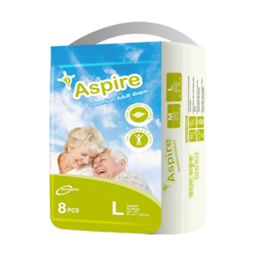 Aspire Adult Diaper Large - 8 Pcs