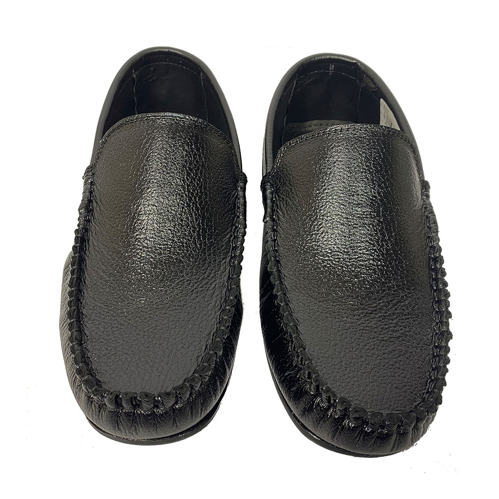 Black and White Casual Leather Loafer For Men - 31020085 - Black