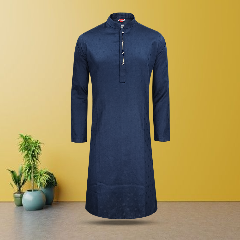 Cotton Panjabi for Men - Navy Blue - NTOMM0PJ002