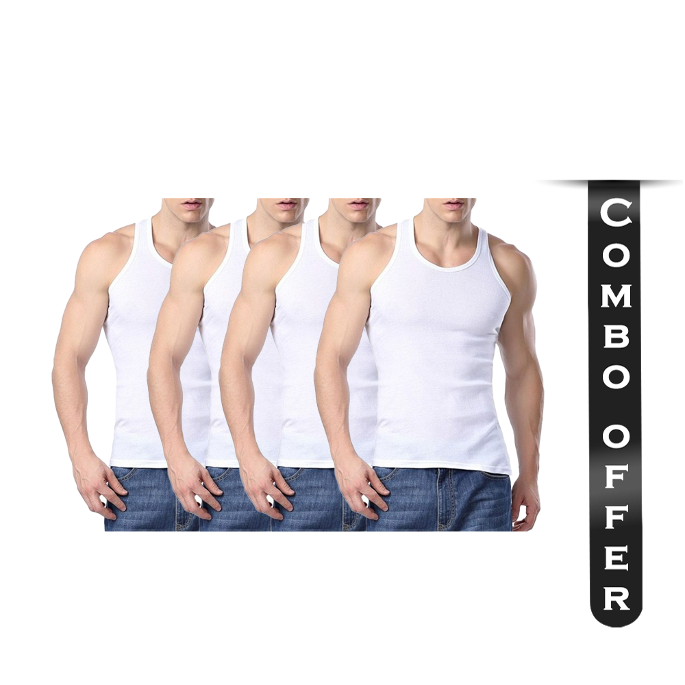 Pack of 4 Pcs Cotton Sando Genji - White - 01