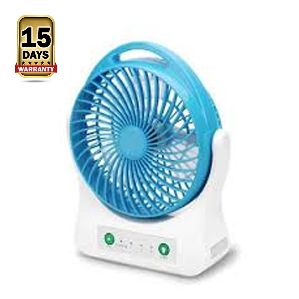 WEIDASI WD-202 Rechargeable Mini Desk Fan With LED Lamp - Sky Blue