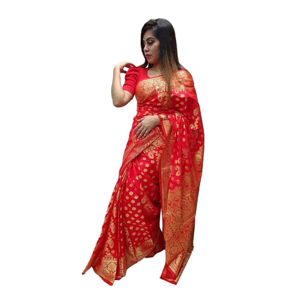 Exclusive Katan Silk Sharee For Women - Multicolor - DSKR-01