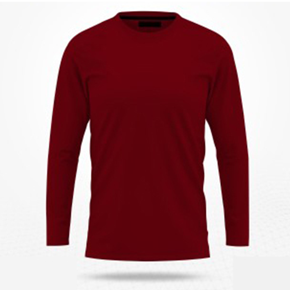 Cotton Full Sleeve Solid T-Shirt For Men - Maroon