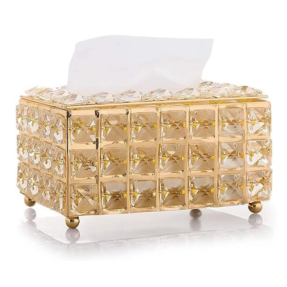 Crystal Multifunctional Tissue Paper Holder - Golden