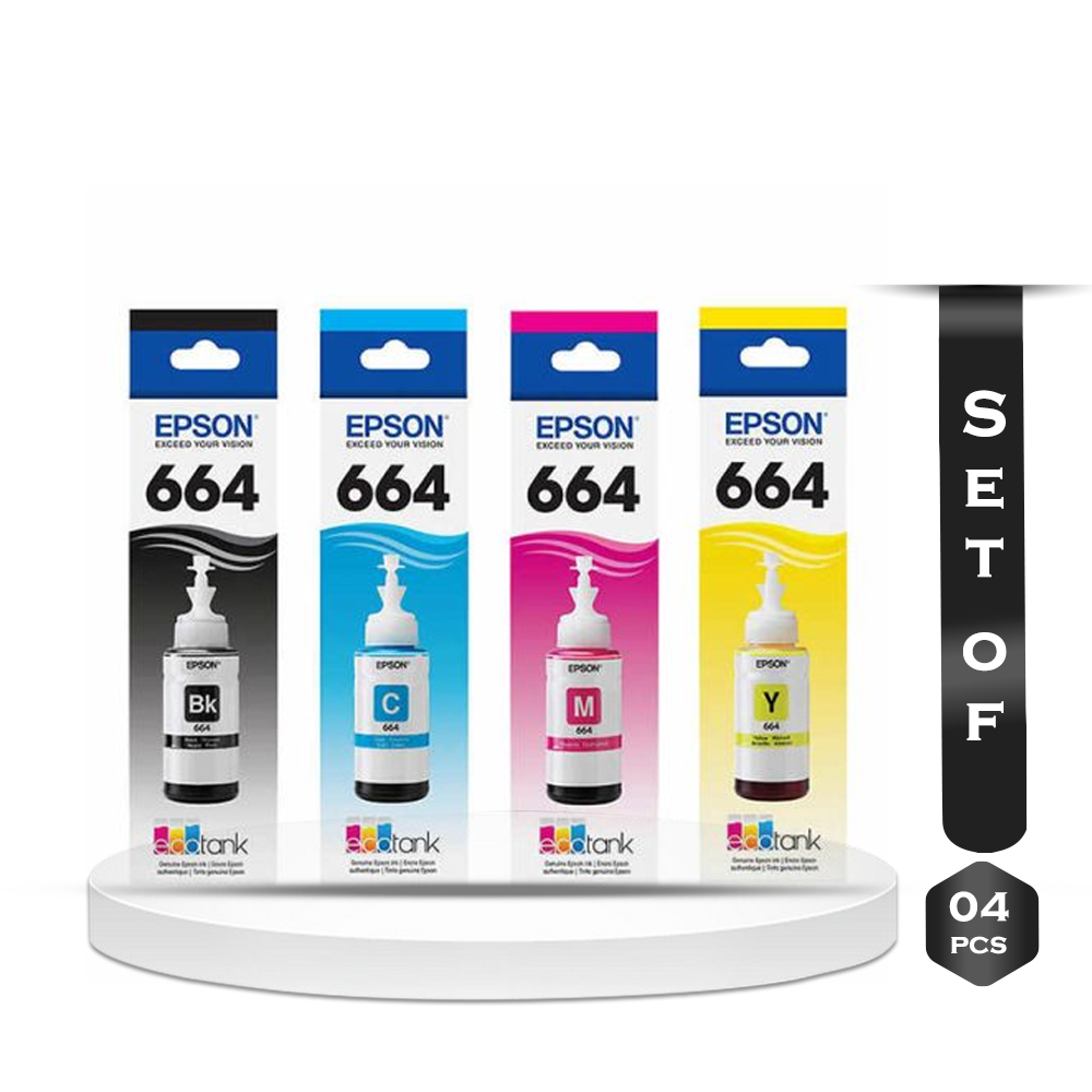 Set Of 4 Pcs Epson 664 Ink Bottle