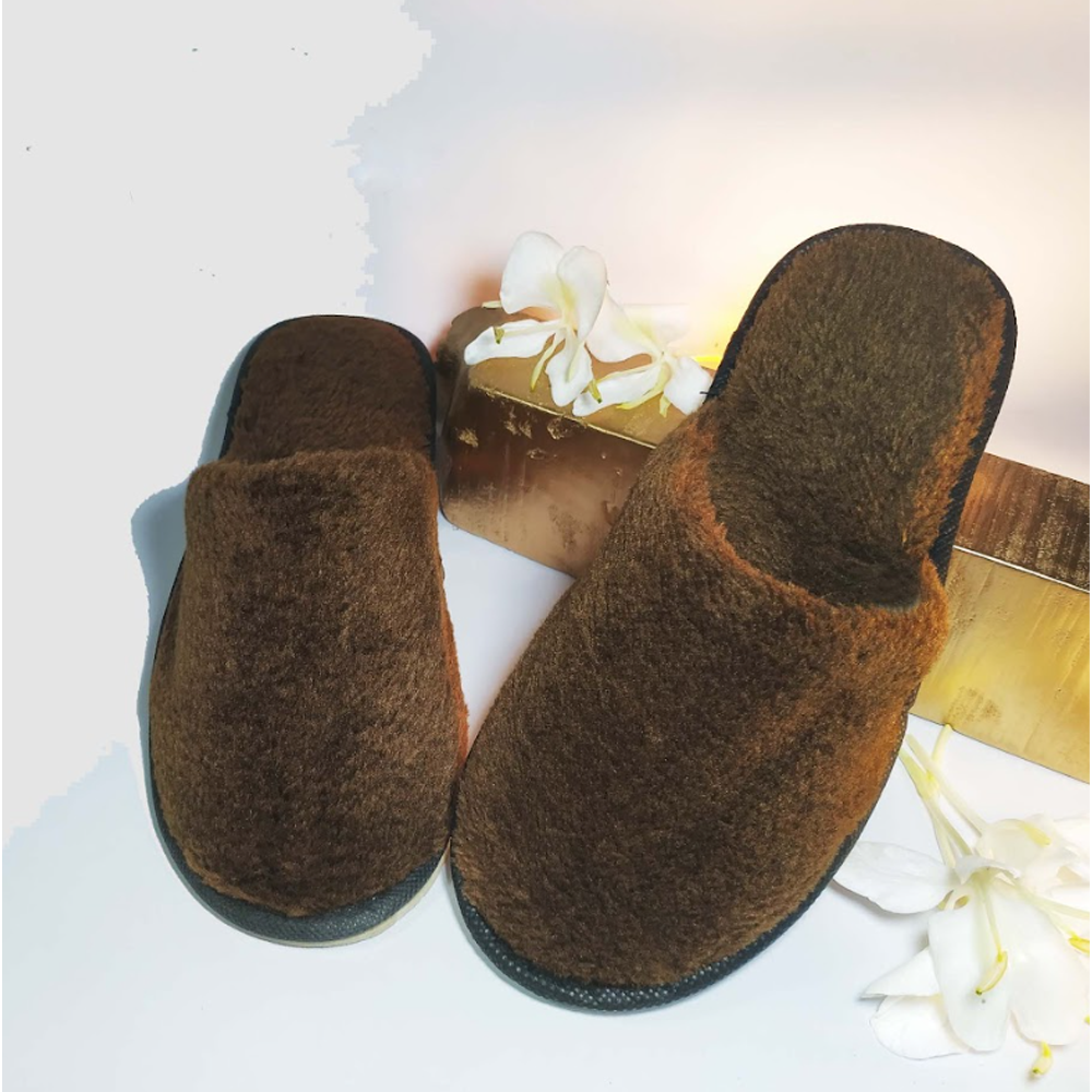 Wool Room Slipper For Men and Women - Coffee